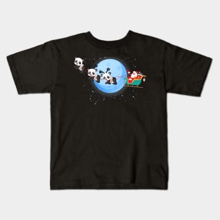 Santa Claus Riding Panda Kids T-Shirt